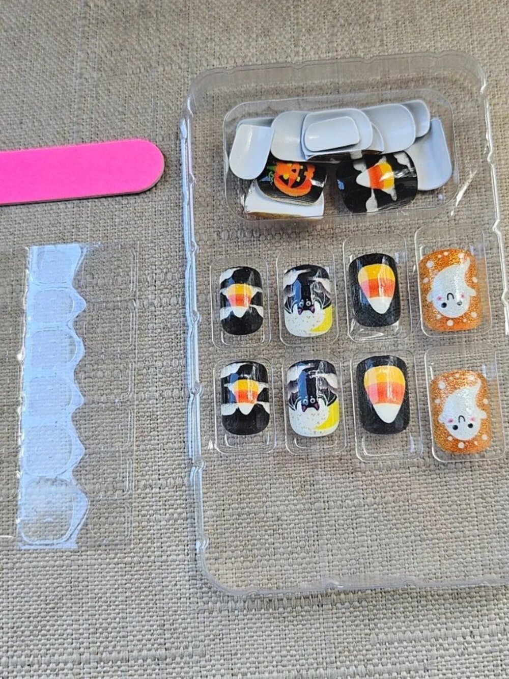 Halloween Nails Cute Cartoon Short Square Round Press-On Nails Ghost Pumpk - Picture 11 of 11